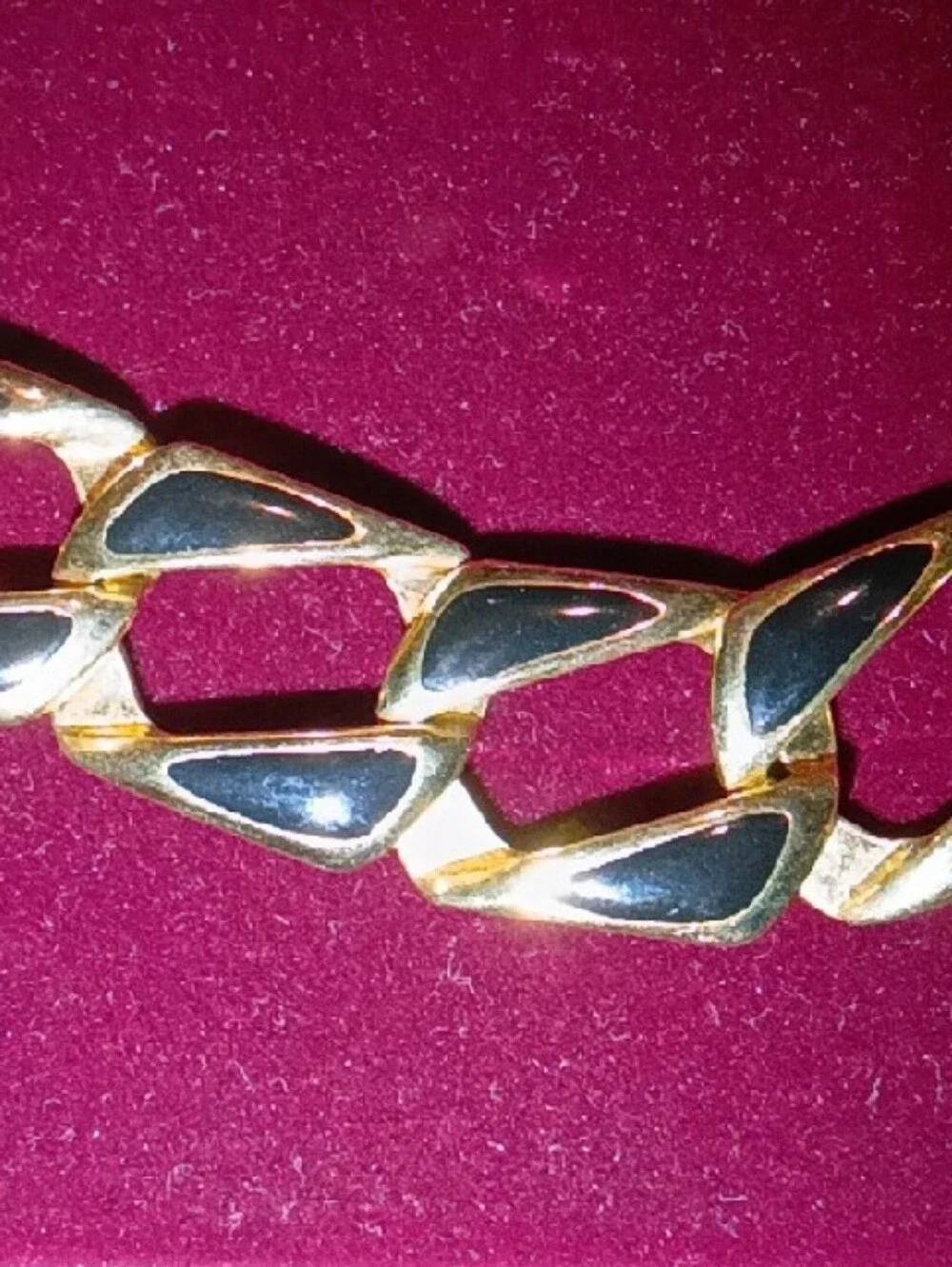 Napier Gold-Tone Necklace with Black Enamel Links